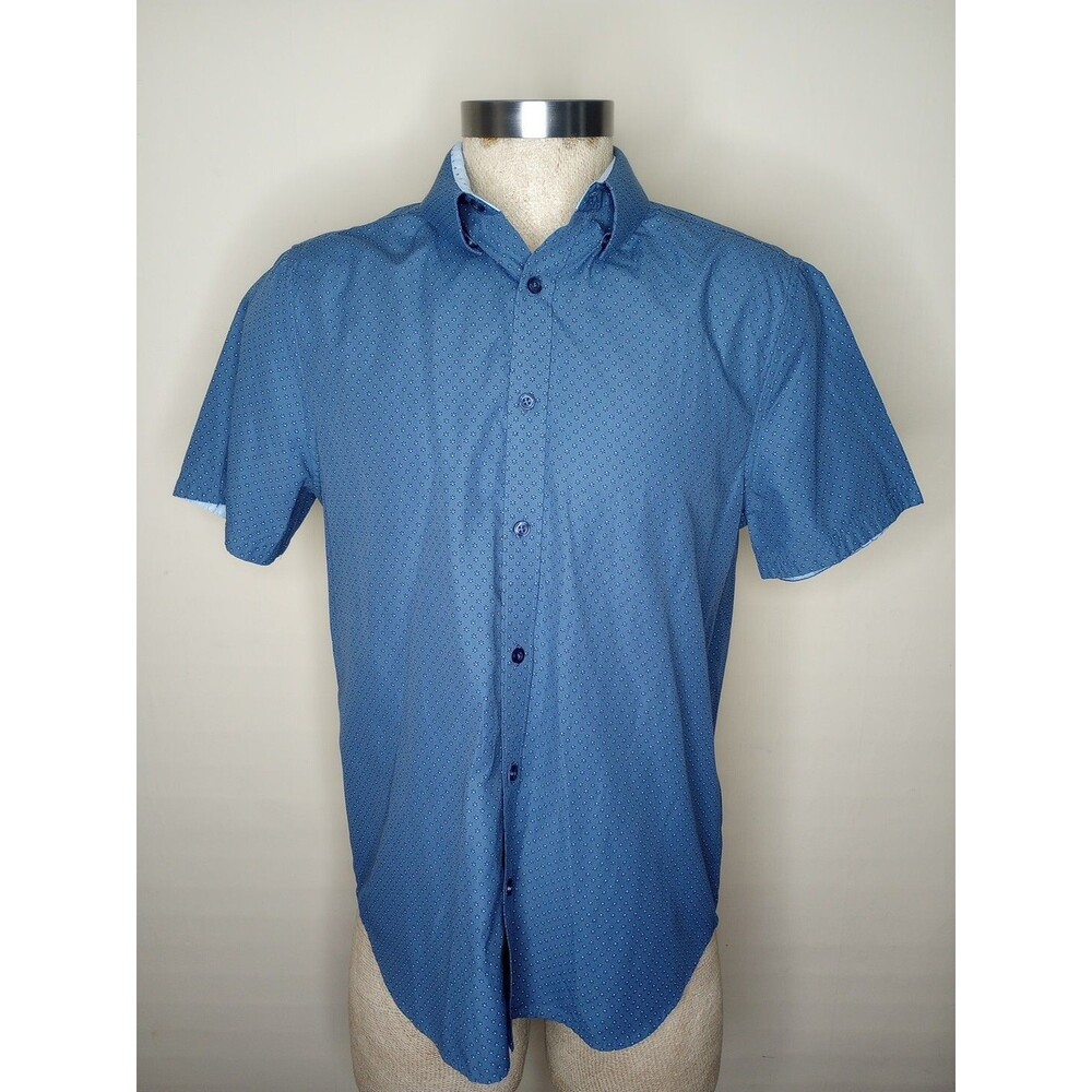 English Laundry Shirt Mens Size Large Short Sleeve Button up Blue Floral